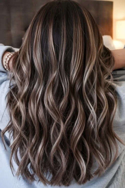back of a woman's head with mushroom brown hair color