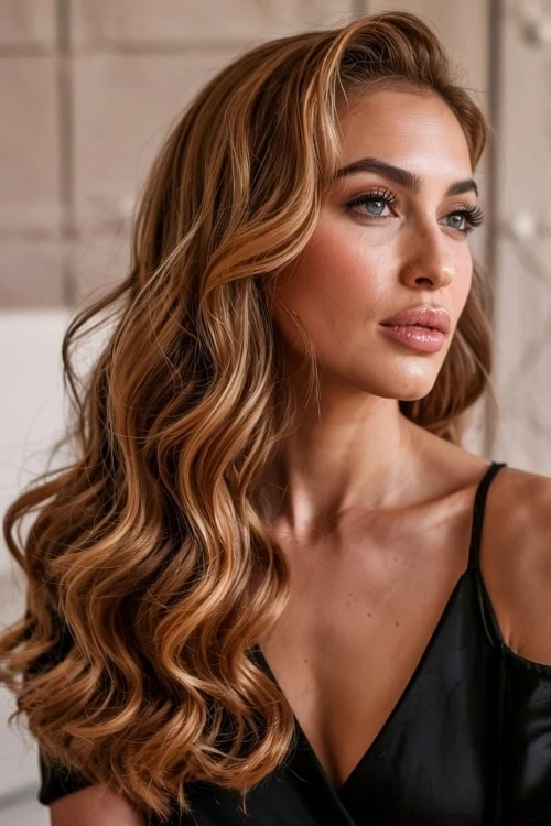 woman with honey brown hair color