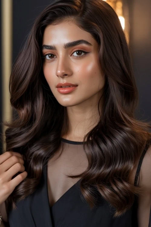 woman with chocolate brown hair color