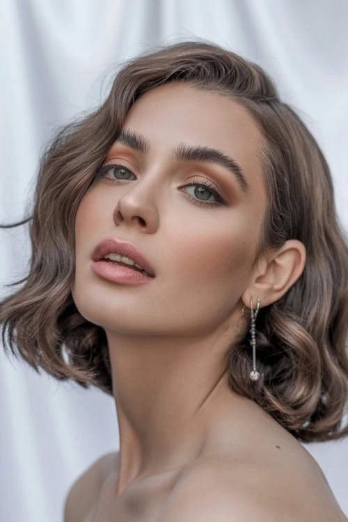 woman with ash brown hair color