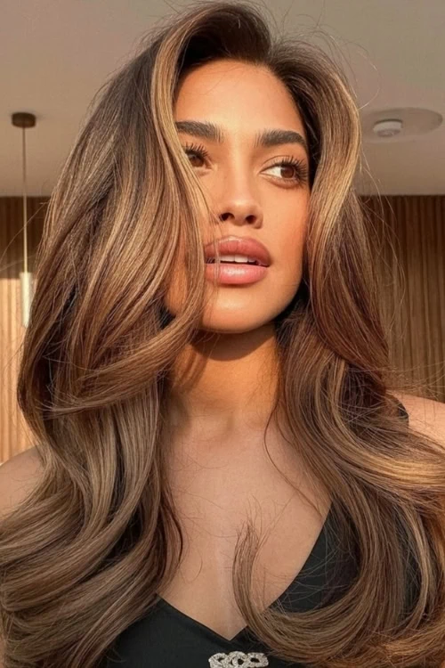 woman with brown caramel hair color