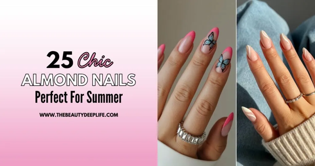 two hande with almond shaped nails and manicures