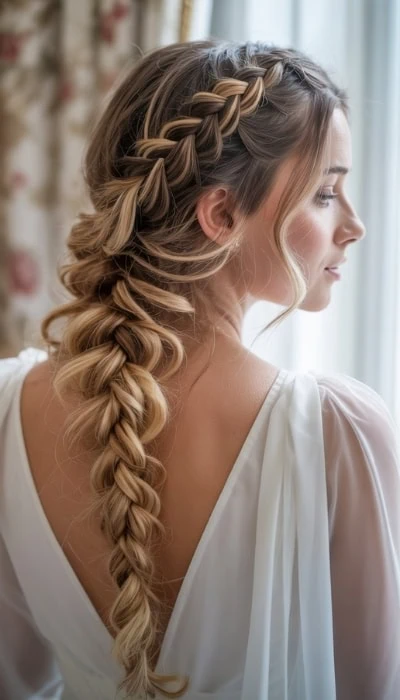 bride with an intricate formal braid hairtyles for long hair