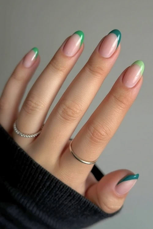 green french tip nails