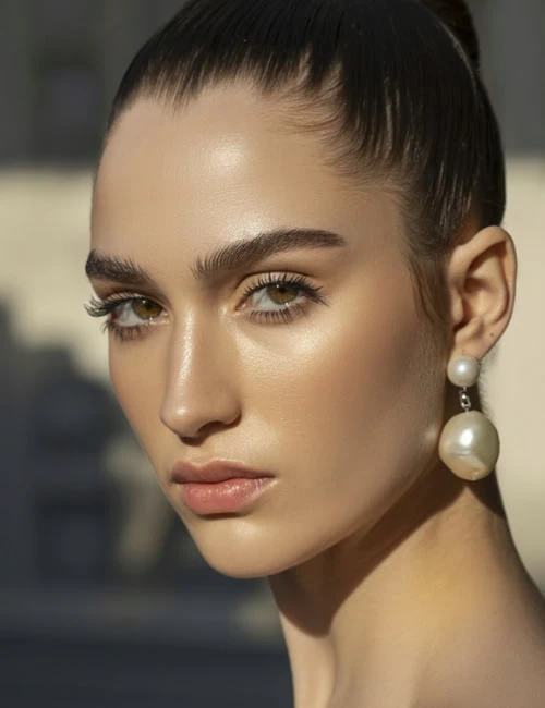 beautiful woman with soft glam makeup