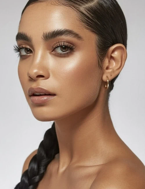 woman with a natural soft glam makeup look