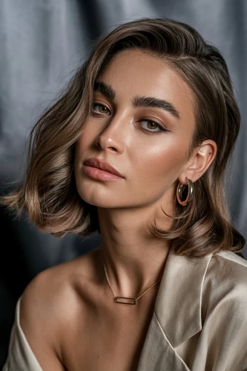 woman with brown eyes and ash brown hair color