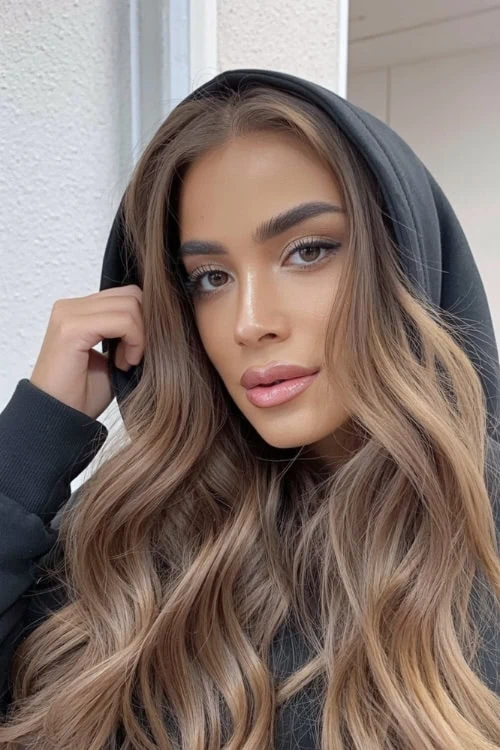 woman with light brow hair color and light brown eyes