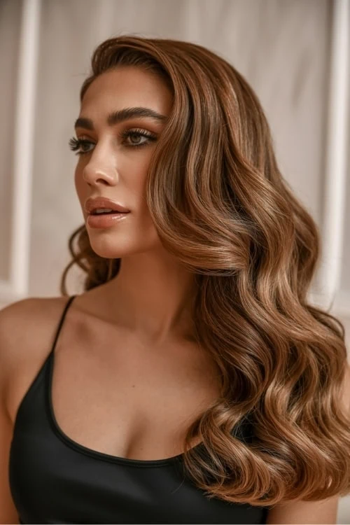 woma with brown eyes and honey brown hair color