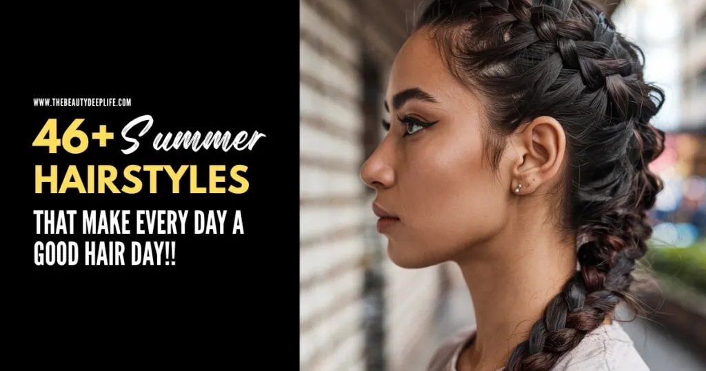 YOUNG WOMAN WITH BRAIDED SUMMER HAIRSTYLE
