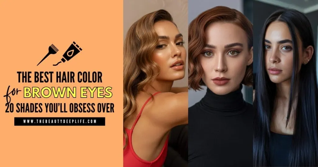 three women with brown eyes and different hair colors