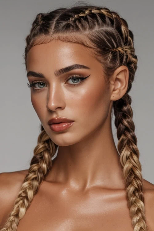 young woman with a braided hairstyle