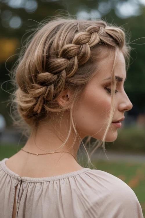 woman with a crown braided hairstyle