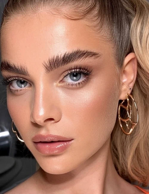 blonde woman with light skin tone and soft glam makeup look