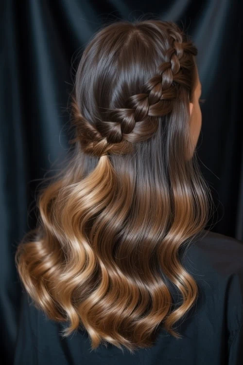 young woman with a double dutch half up braided hairstyle