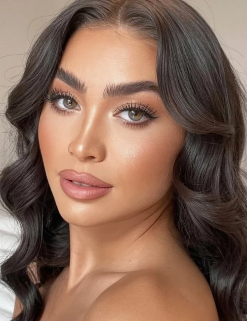 beautiful woman with soft glam makeup
