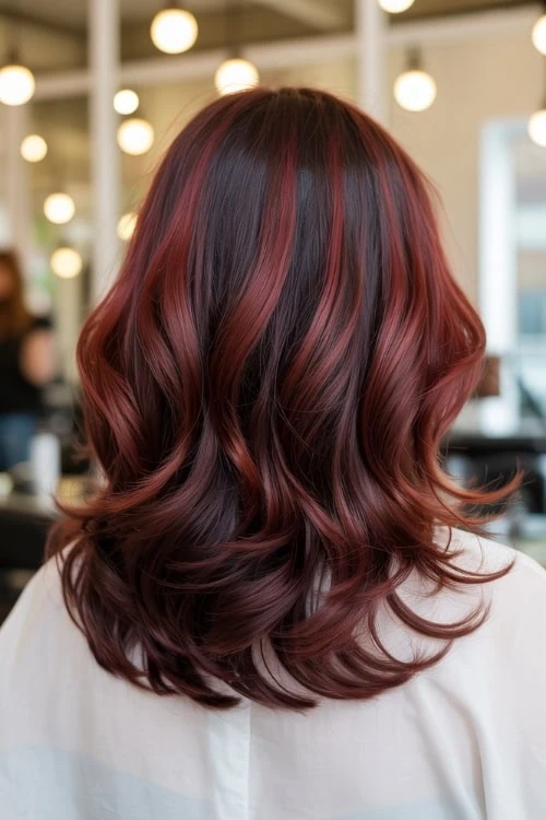 woman with red balayage hair