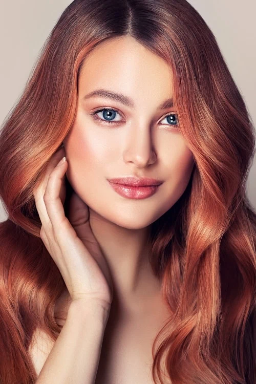 woman with multi-tonal red hair color