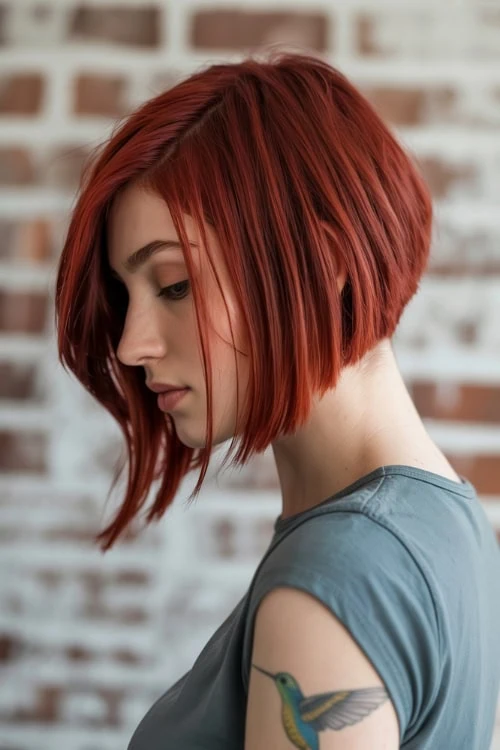 woman with short red copper hair color