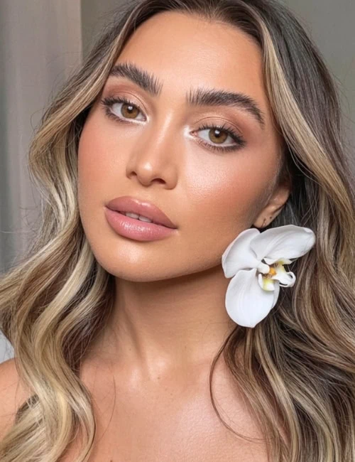 stunning woman with soft glam makeup