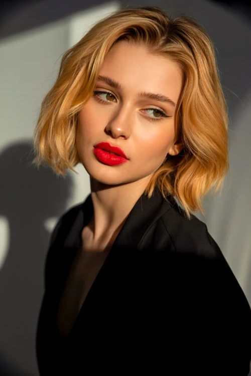 woman with brown eyes and strawberry blonde hair color