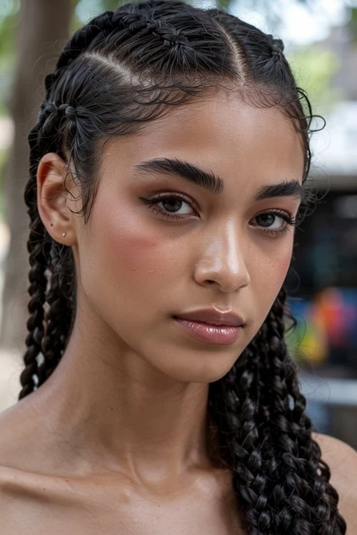 young black woman with a braided summer hairstyle