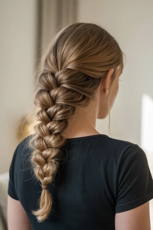 young woman with a classic french braid summer hairstyle