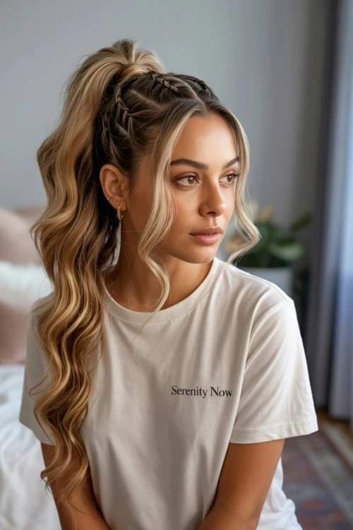 young woman with a ponytail  summer hairstyle 