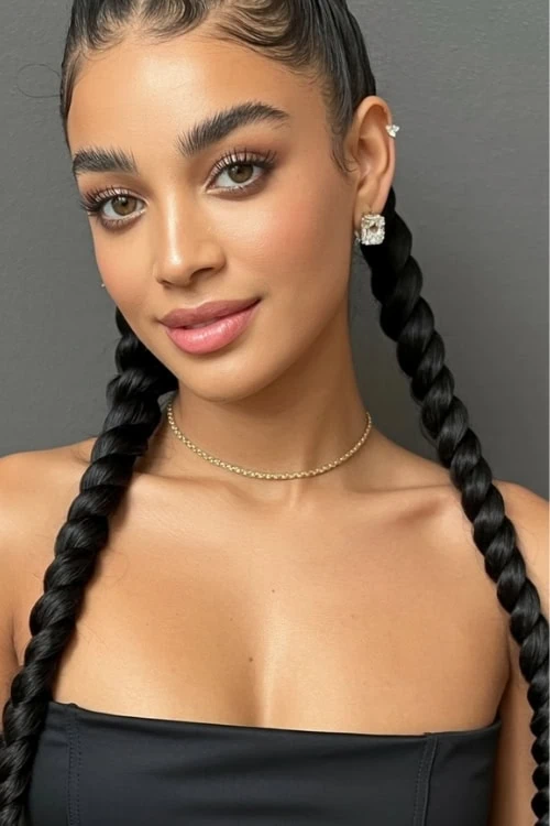 young woman with two rope twists braided hairstyle