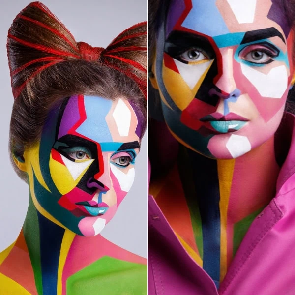 woman with creative pop art halloween makeup