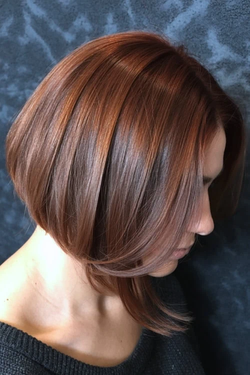 woman with copper brown hair color for fall