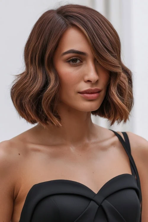 woman with a glam long bob