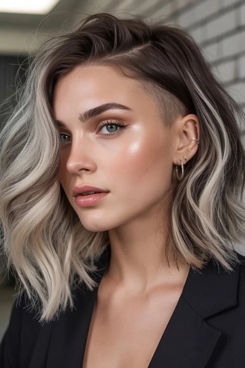 WOMAN WITH UNDERCUT LONG BOB