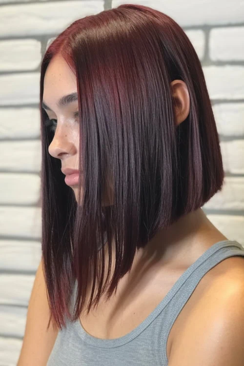 woman with an a-line long bob