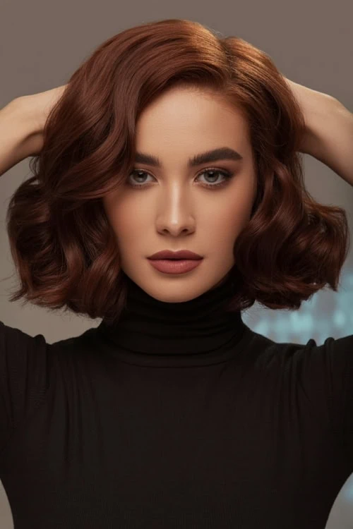 woman with auburn colored hair for fall