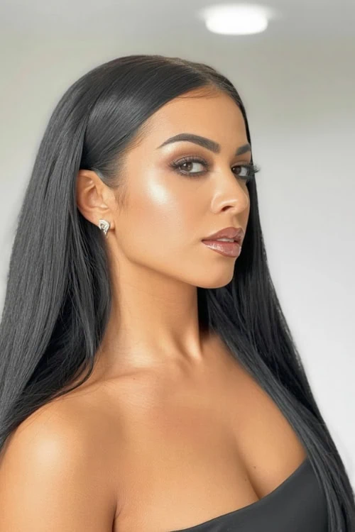 woman with jet black hair color