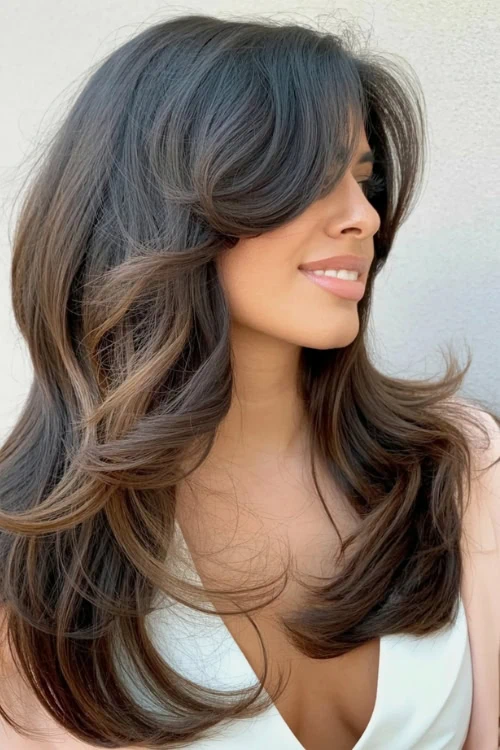 woman with butterfly haircut