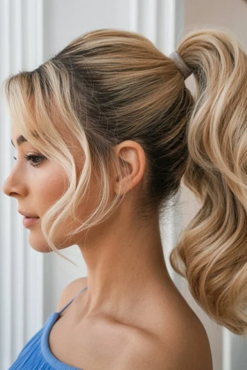 young woman with high ponytail hairstyle