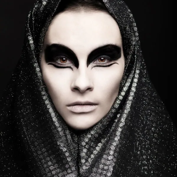 woman with gothic halloween makeup