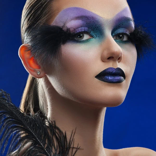 woman with masquerade mask halloween makeup