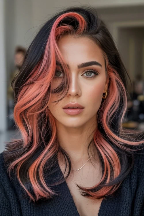 woman with vivid hair color highlights