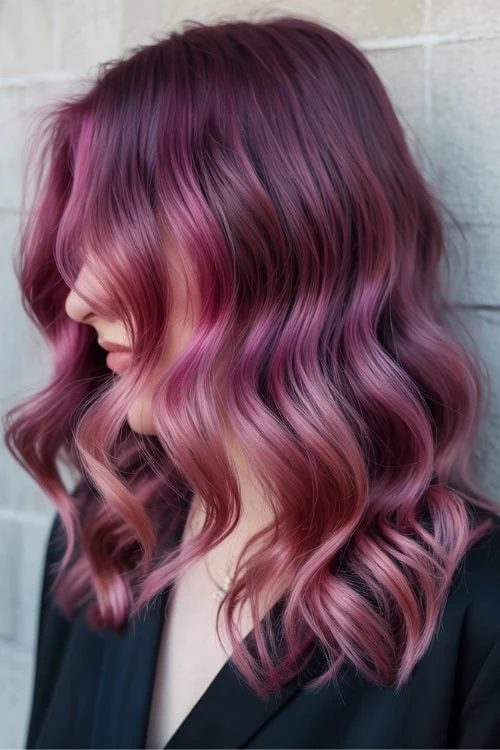 woman with vivid ombre hair color
