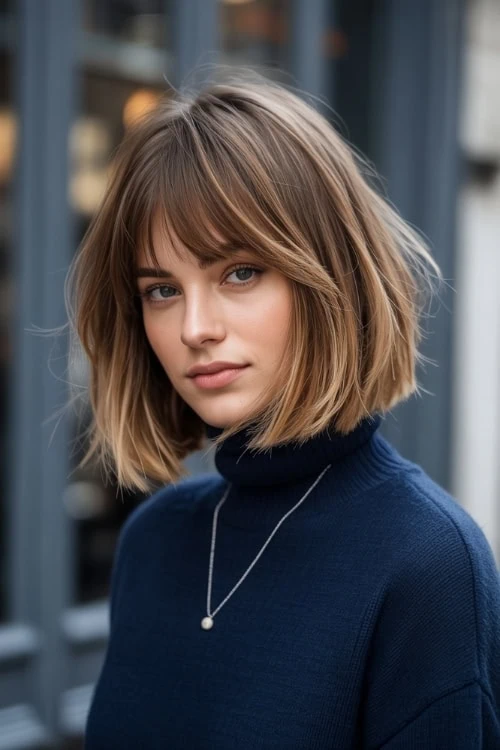 young woman with a tousled French bob