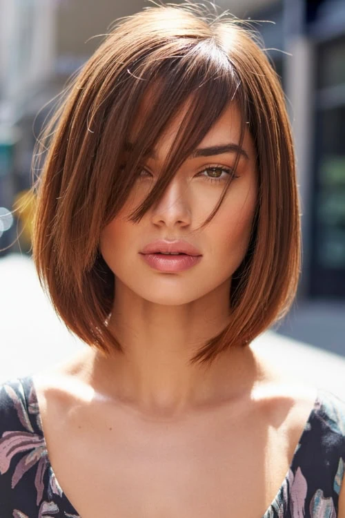 woman with asymmetrical bangs