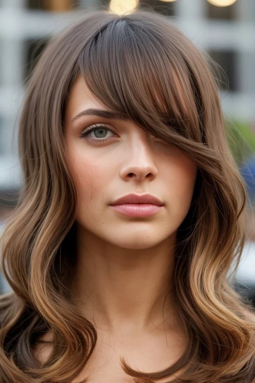 woman with side-swept bangs