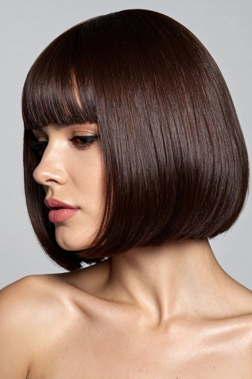 WOMAN WITH BLUNT BANGS