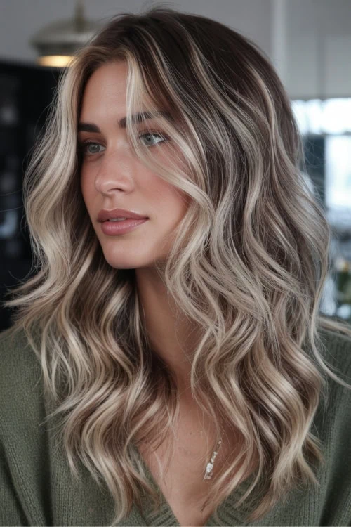 Female with blonde balayage hair
