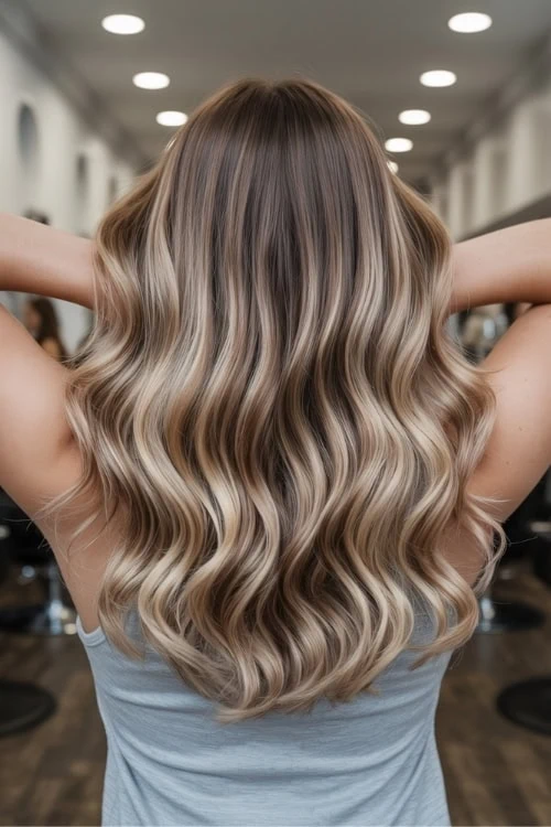 femalw with Sandy Blonde Balayage hair