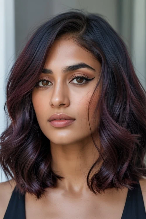 girl with Deep Plum dark hair