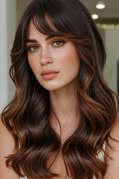 woman with Chestnut Brown Balayage hair